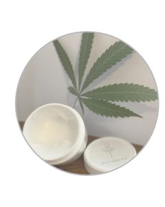 Image of Susieshemp Pain Relief Cream with a hemp leaf for decoration