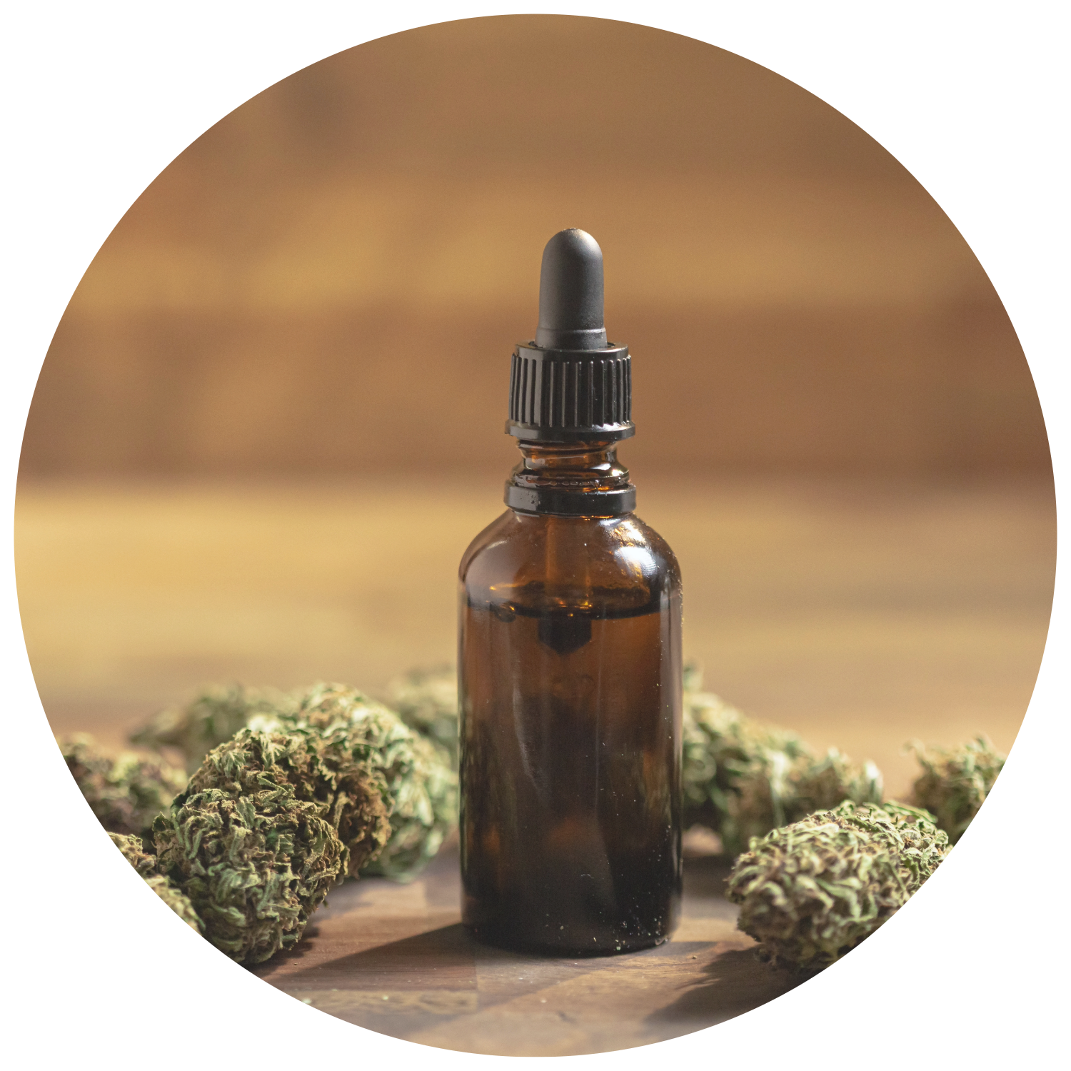 CBD Oil Cannabis Buds Tincture Bottle